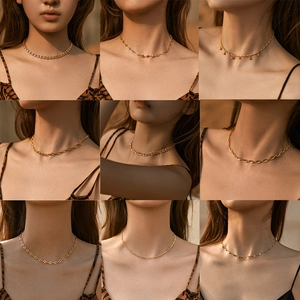 Vintage 18K Gold Plated Copper Necklace For Women With Artificial Pearl Heart Evil Eye Pendant Boho Fashion Clavicle Chain Jewelry