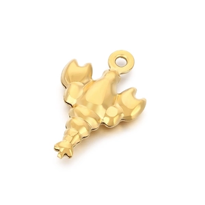 Pendentif homard doré en acier inoxydable pour création de bijoux DIY et bracelets