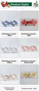 Six colors of mosaic sequin Christmas stocking ornaments with white plush trim and gold strings