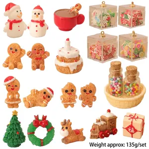 Christmas dollhouse miniatures set with snowman gingerbread man and reindeer figurines