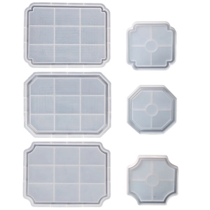 Set of 6 DIY silicone molds in various geometric shapes for resin trays and coasters