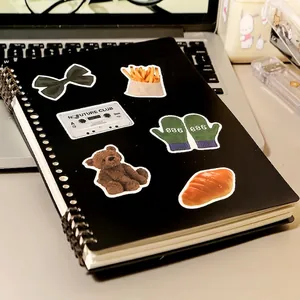 Black DIY refillable PP notebook with B5 loose-leaf metal binder and creative stickers