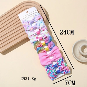 10-piece handmade ribbon bow hair clips set for kids with size and weight dimensions