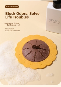 Sunflower shaped silicone floor drain cover for bathroom odor prevention detail view