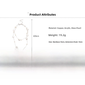 Detailed technical specs for the 103cm layered acrylic pearl and crystal necklace