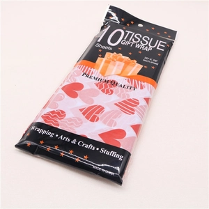 Detail of 10 sheets premium tissue gift wrap with red heart patterns for arts and crafts