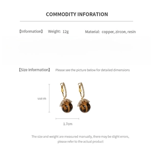 Detailed size and material specs for leopard print hoop earrings with zircon