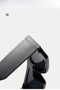 Detailed close-up of high-elasticity lightweight black frames on square sunglasses