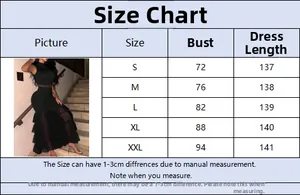 Size chart for black sleeveless knit dress with bust and length measurements in cm