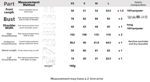 Detailed size chart for French retro bow blouse showing bust, length, and sleeve measurements