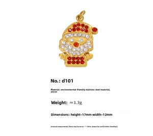 Détail du pendentif Père Noël en zircons et acier inoxydable pour bijoux DIY