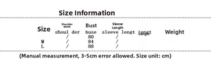 Detailed size chart for sexy metallic flower knit set showing bust and length in cm