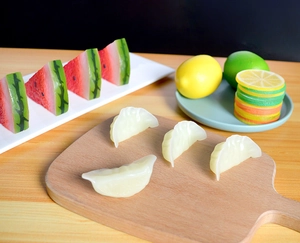 Set of 4 realistic miniature dumplings model with textured details for mini kitchen decor