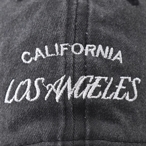 Washed cotton baseball cap with embroidered Los Angeles California logo in dark grey