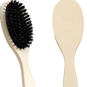 Brown schima superba wood hair brush with black bristles for daily long hair care