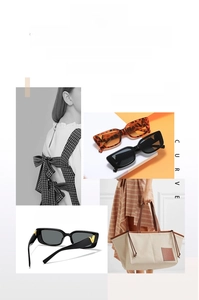 Detail of square sunglasses with vintage tortoise frames and gold V-shaped metal hardware