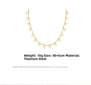 Detail of 40+5cm titanium steel chain with small white freshwater pearls and gold plating