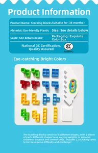 Detailed view of balance building blocks set with 16 pieces and 22 challenge cards