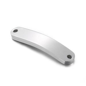 Polished silver stainless steel curved bar pendant connector with two holes for DIY jewelry