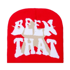 Bonnet en maille rouge jacquard avec lettrage BEEN THAT pour le cyclisme et style urbain