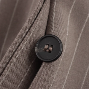 Coffee brown pinstripe halter vest top detail with high-quality black button and fabric