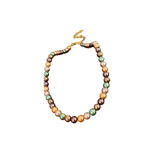 Bracelet de perles multicolores élégant avec fermoir réglable doré et charme vintage
