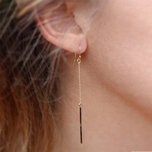 Minimalist Stainless Steel Long Tassel Drop Earrings For Women Elegant Geometric Line Chain Dangle Jewelry Korean Fashion