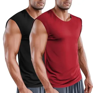 Mens Sports Tank Top 100% Polyester Quick Drying Sleeveless Round Neck Breathable Gym Fitness Muscle Training Vest