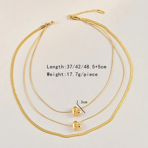Detail of gold layered heart necklace with chain lengths and pendant dimensions info