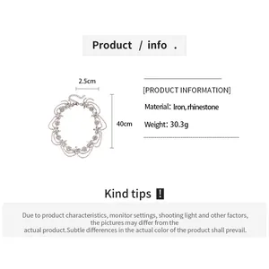 Size chart for rhinestone floral choker showing 40cm length and 2.5cm width details