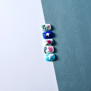 3D embossed nail art stickers featuring Chinese ink lotus and crane designs in 5 pieces