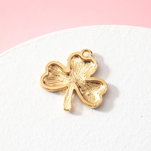 Golden clover alloy pendant with textured surface for DIY jewelry bracelet making