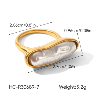 Detailed dimension guide for the irregular pearl ring with measurements and weight specs