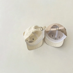 Minimalist cotton baby baseball cap with cute bear embroidery and adjustable metal buckle