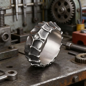 Dragon Scale Men Ring Stainless Steel Zircon Punk Gothic Vintage Band Jewelry Accessory