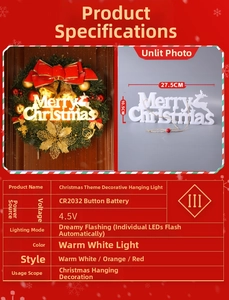 Detailed Christmas garland light specifications with LED Merry Christmas sign measurements
