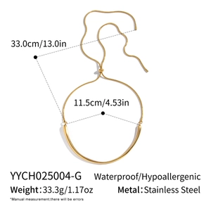 Détails du collier rigide en acier doré 18K avec dimensions et fiche technique