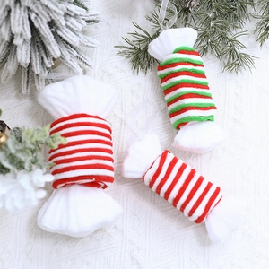 Christmas Candy Hanging Ornaments Plush Fabric Wrapped Foam Striped Holiday Tree Decoration