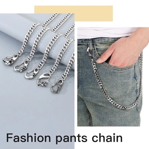 Chaîne De Pantalon Pour Homme Acier Inoxidable Maille Cubaine Chaîne De Portefeuille Avec Crochet Tête De Mort Dragon Punk Streetwear Accessoire Jean