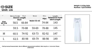 Detailed size chart for long sleeve hollow out A-line dress with CM measurements