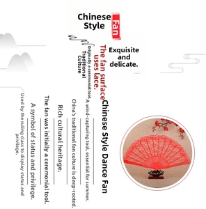 Detailed view of red lace folding fan featuring intricate hollow textures for dance