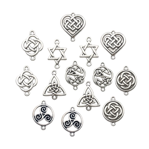 Celtic Knot Charms Zinc Alloy Silver Tone Jewelry Making Pendants DIY Connectors Heart Star David Geometric Findings