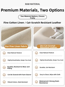 Detail of linen and cat-scratch leather fabric textures with durability features