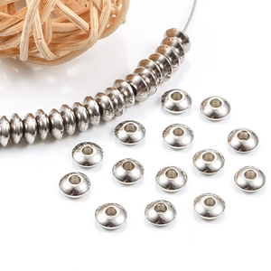 Polished silver stainless steel disc beads for DIY necklaces and punk jewelry