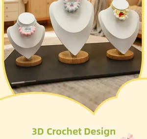Collari per animali fatti a mano all'uncinetto 3D con fragole e ciliegie in maglia