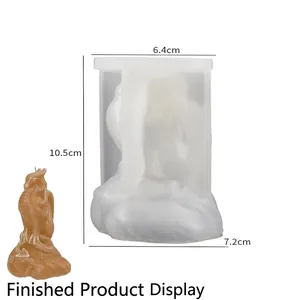 Molde de silicona de dragón de 10,5cm para velas y resina con estatua terminada