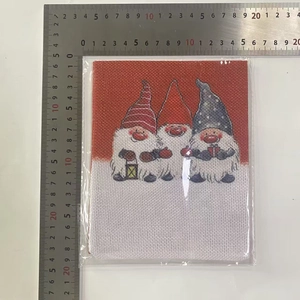 Gnome-themed Christmas wine bag detail showing fabric texture and gnome printing
