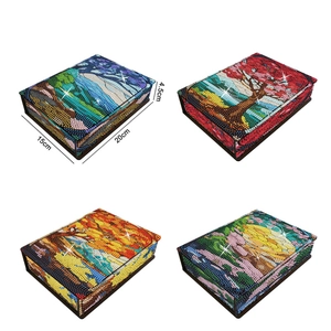 DIY diamond painting wooden storage boxes with four nature landscape themes 20x15x4.5cm
