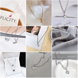 Heart Pendant Necklace Copper Simple Korean Style Clavicle Chain Elegant Jewelry For Women Zircon Artificial Pearl Design