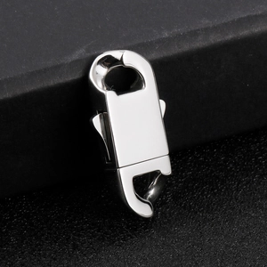 Macro view of polished silver stainless steel rectangular clasp for jewelry making